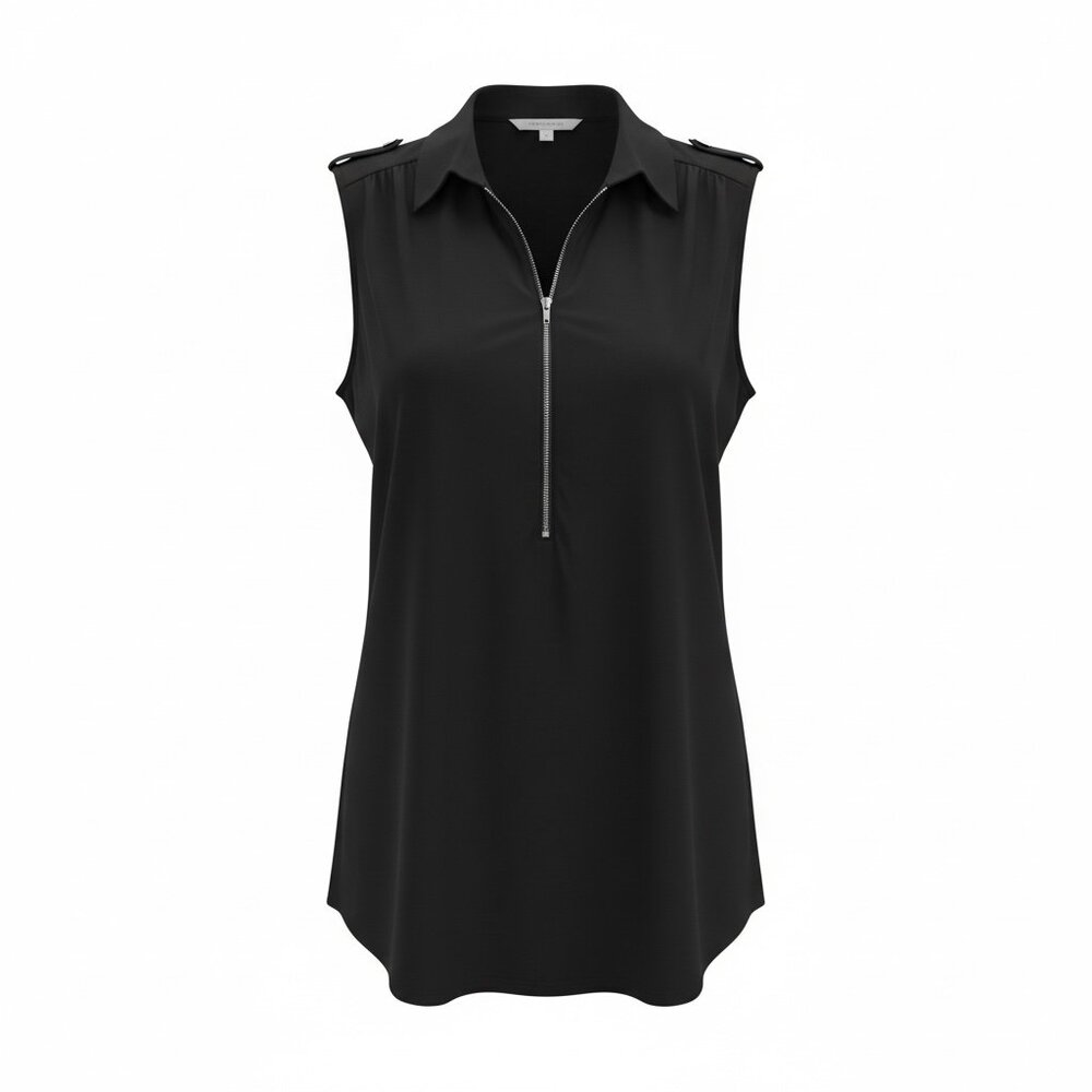 Black Sleeveless Top  with front zipper Size XL